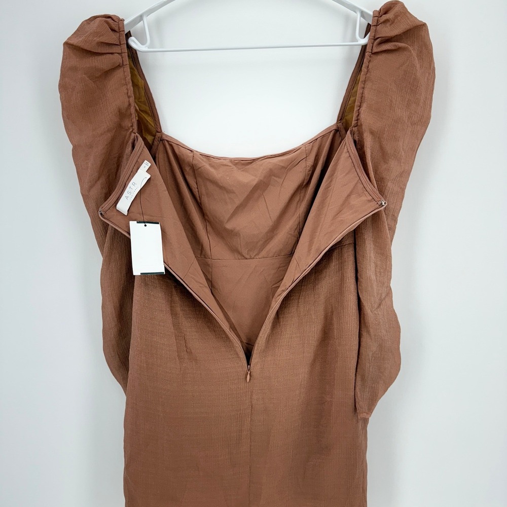 ASTR‎ Size S Mauve Puff Sleeve Square Neck Ruffle Mini Dress New With Tags - Picture 6 of 11